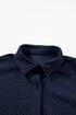 Cable Texture Button Front Puff Sleeve Shacket